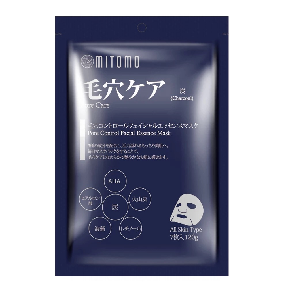 MITOMO PORE CONTROL FACIAL ESSENCE MASK VOLCANIC / тканевая маска с вулканическим пеплом - 7 шт — изображение 2