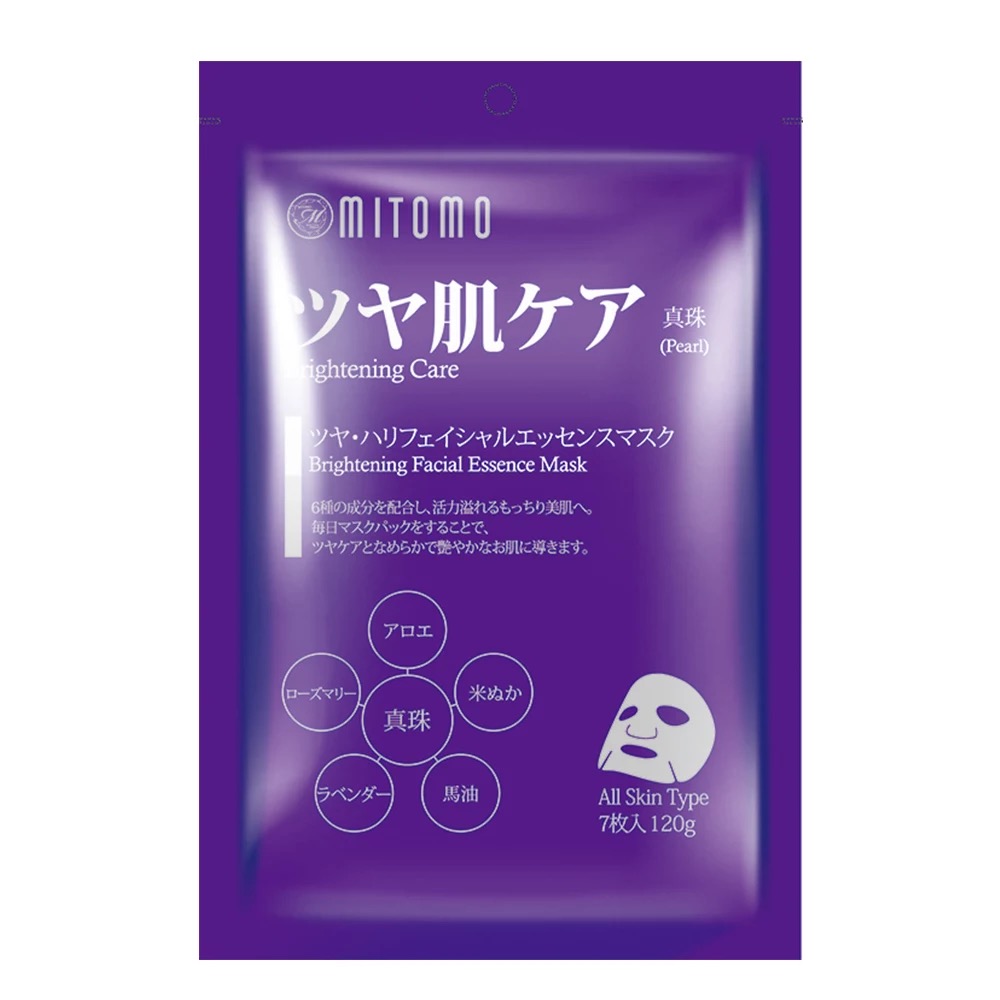 MITOMO BRIGHTENING FACIAL ESSENCE MASK PEARL / маска с жемчугом  - 7 шт — изображение 2
