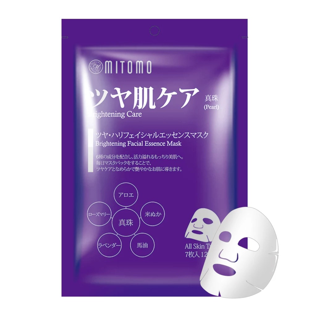 MITOMO BRIGHTENING FACIAL ESSENCE MASK PEARL / маска с жемчугом  - 7 шт
