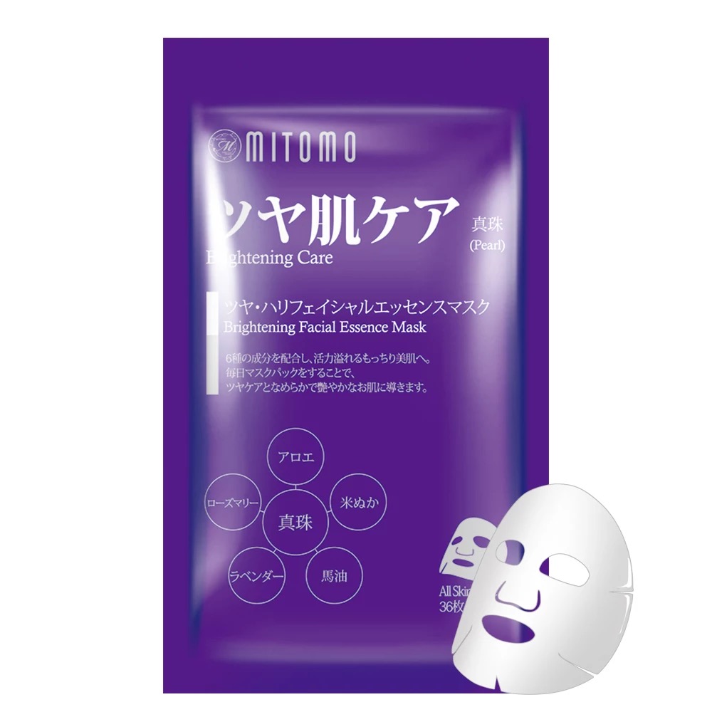 MITOMO BRIGHTENING FACIAL ESSENCE MASK PEARL / маска с жемчугом  - 36 шт