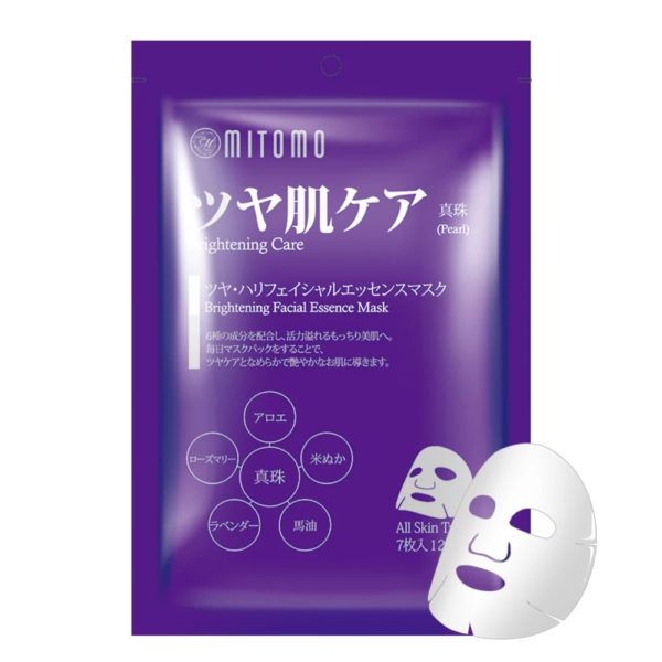 MITOMO BRIGHTENING FACIAL ESSENCE MASK PEARL / маска с жемчугом  - 7 шт