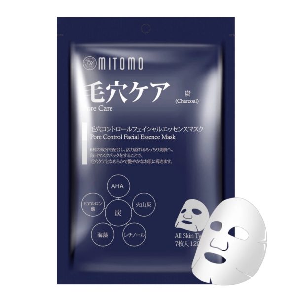 MITOMO PORE CONTROL FACIAL ESSENCE MASK VOLCANIC / тканевая маска с вулканическим пеплом - 7 шт