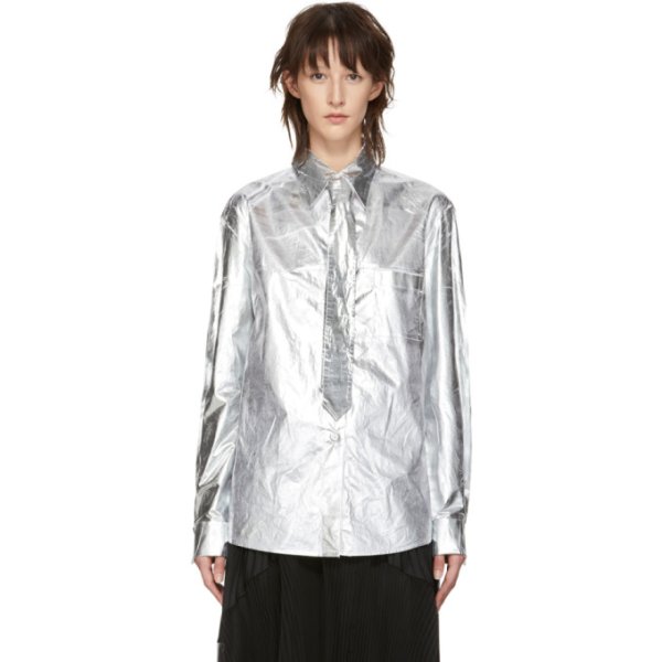 Серебряная рубашка Mm6 Maison Margiela 42 М