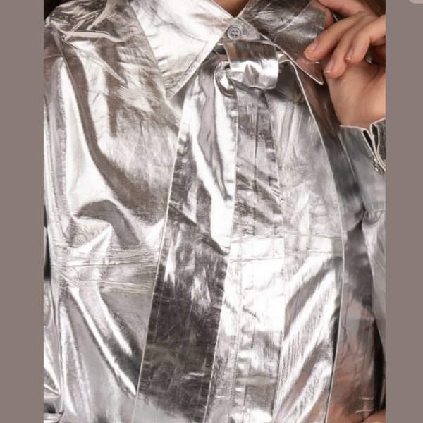 Серебряная рубашка Mm6 Maison Margiela 42 М — изображение 7