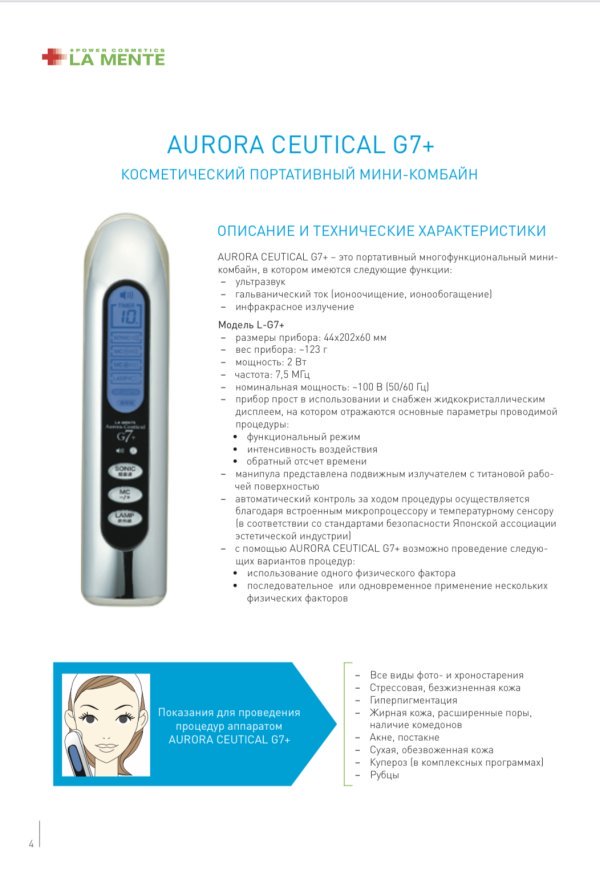 Ла менте Aurora Ceutical G7+ многофункциональный аппарат для ионофореза — изображение 6