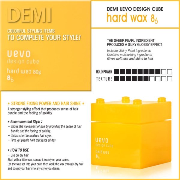 UEVO DESIGN CUBE HARD WAX  Воск для волос сильной степени фиксации - 80 г — изображение 2