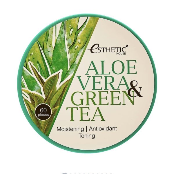 Esthetic House Гидрогелевые патчи Алоэ и зелёный чай Aloe Vera&Green tea eye patch
