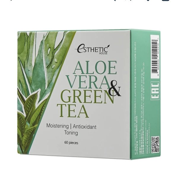 Esthetic House Гидрогелевые патчи Алоэ и зелёный чай Aloe Vera&Green tea eye patch — изображение 5
