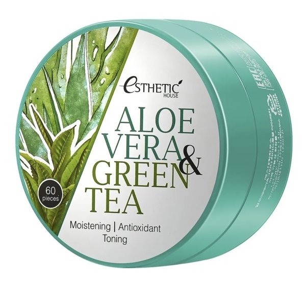 Esthetic House Гидрогелевые патчи Алоэ и зелёный чай Aloe Vera&Green tea eye patch — изображение 4