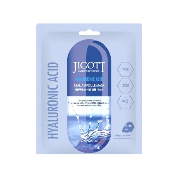 Jigott Тканевая маска для лица гиалуроновая кислота Hyaluronic ACID Real Ampoule Mask 10 шт — изображение 2