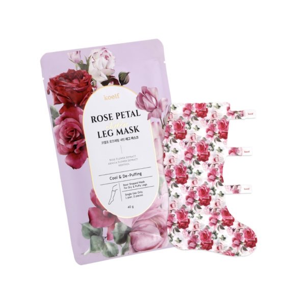 KOELF Маска-носочки для ног гольфы Роза Rose Petal Satin Leg Mask 1 шт